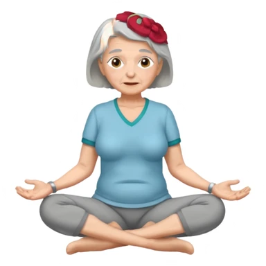 mulher idosa com as pernas cruzadas e maos em cima da pelve  sticker