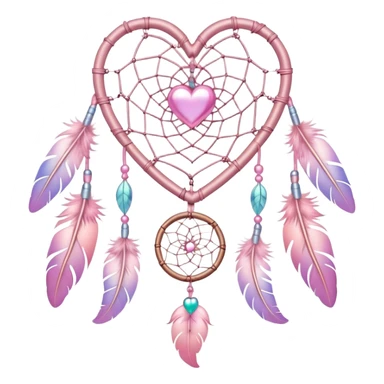 Iridescent pastel pink heart dreamcatcher sticker