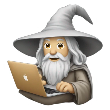 gandalf with a macbook sticker