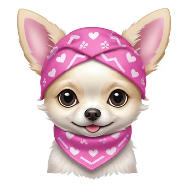 Fluffy white chihuahua with pink bandana  sticker