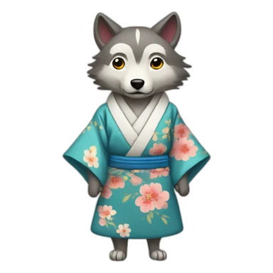 Un loup en kimono sticker