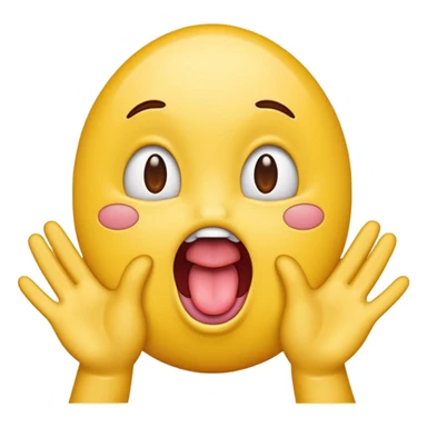 Un emojie qui tire la langue avec des main qui écarte l’aire  sticker