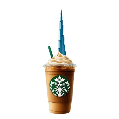 Starbucks iced coffee with Dubai chivalry bar with green filling and burn Khalifa  sticker