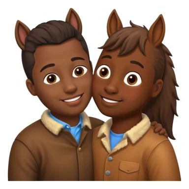 Black guy kissing horse with down syndrome sticker