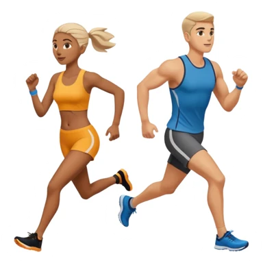 running iranians, full length, profile, man and woman sticker