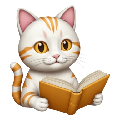 Cat reading white book sticker
