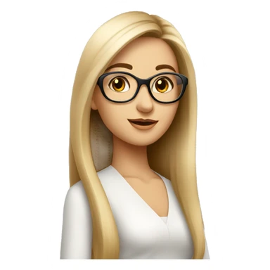 Femme  cheveux lisse long beige lunette sticker