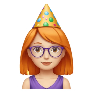 party hatted orange haired girl glasses wearing dress sticker
