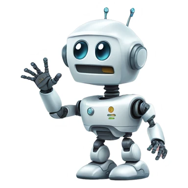 robot say Hello flotando saludando conla mano izquierda  sticker