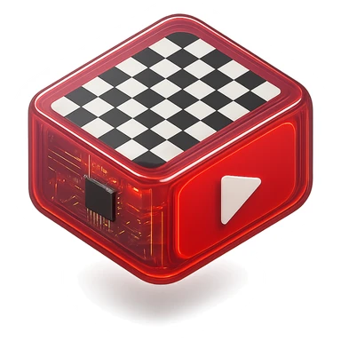 chess board of youtube play button, red YouTube play button, glossy circuit style sticker
