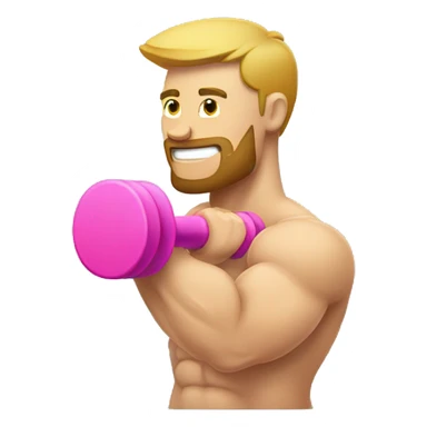 White bicep side view holding a pink dumbbell sticker