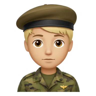 a soldier with short blonde hair in camo male in a beret  sticker