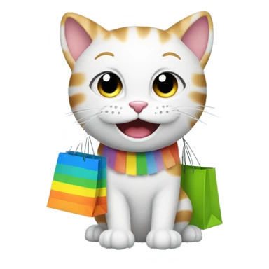 happy gay cat with shopping bags sticker
