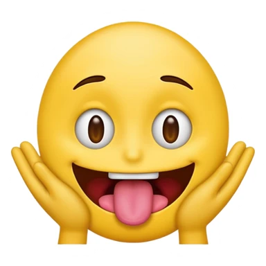 silly emoji face, tongue sticking out, two hands on the sides sticker