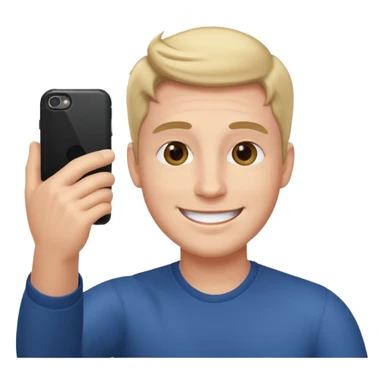 male taking selfie sticker