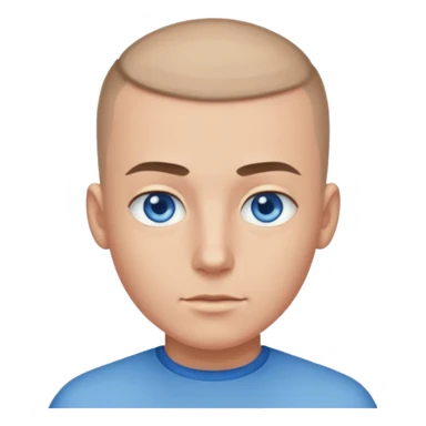 A guy with a buzzcut and blue eyes sticker