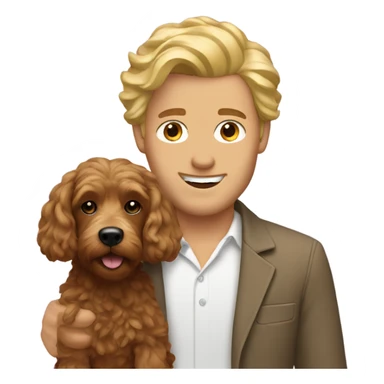 blonde man with a brown cockapoo  sticker