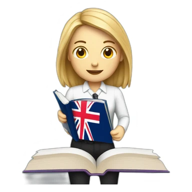 english teacher with british flag and textbook sticker
