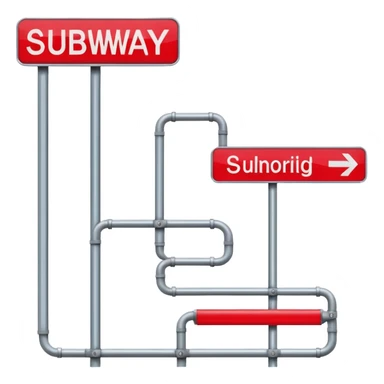 Map Panel – red route diagram, Subway Sign. sticker