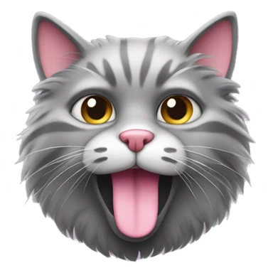 Fluffy gray cat with pink nose sticker