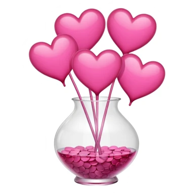 10000000 huge pink hearts on stems in a clear glass vase sticker