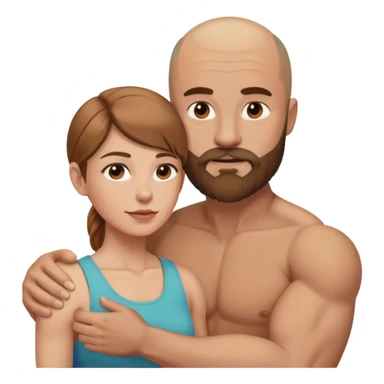 Beautiful light brown hair touching her muscular bald beard husband sticker
