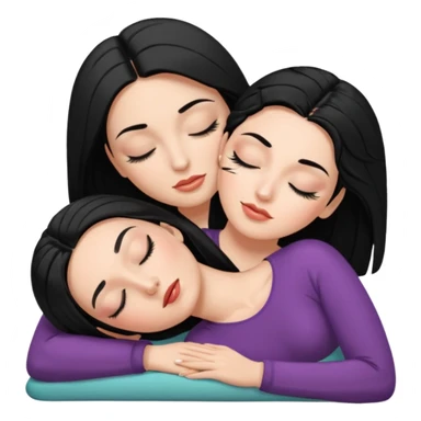 mulher branca cabelo preto aplicando cilios em outra mulher que esta deitada de olhos fechados sticker