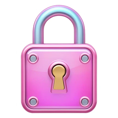 Holographic and glassmorphic pink lock sticker