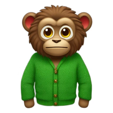 Un singe avec un pull rouge et vert sticker