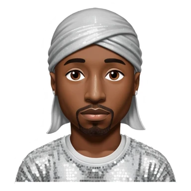 Tupac with silver sequin outfit sticker