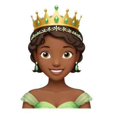 tạo cho tôi emoji công chúa tianna mặt thon da đen xinh và gần giống trong phim nhất sticker