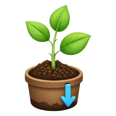 A small green plant sprouting from soil, growing upwards, with a blue progress bar above it indicating growth sticker