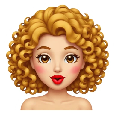 curly sexy emoji winking, blowing a kiss, curly hair, bold lips sticker