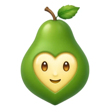 Eine grüne Birne in Herz Form auf der ein Stück Butter schmilzt mit Augen  sticker