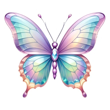 Pastel sparkly iridescent glass crystal butterfly sticker