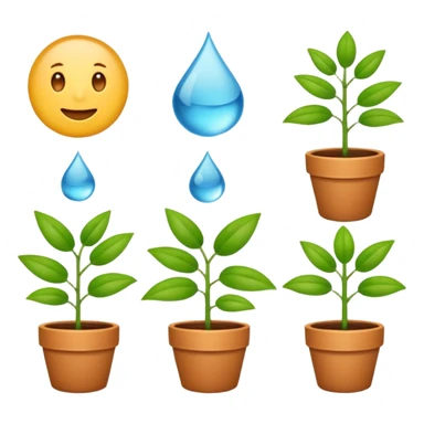 calendar emoji where most days show a plant, three random days show a leaf, a water drop, and a pot, each on different dates sticker