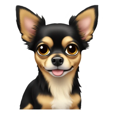 black and tan long-haired chihuahua with heart emoji eyes sticker