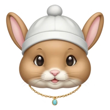 A tan bunny wearing a sleep cap and a necklace that says Barry  sticker