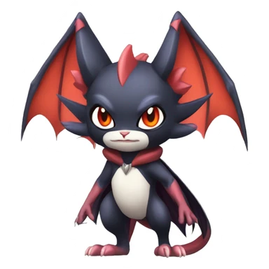  Kawaii Edgy Cool Vampiric Beautiful Noivern-Nargacuga-Litten with big Bat Ears full body sticker