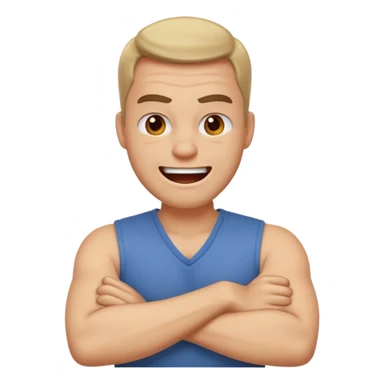 arms crossed around neck angry laughing guy sticker