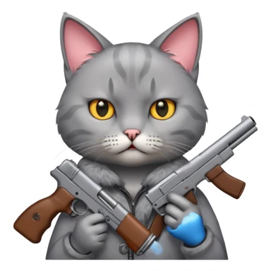 Upset cat with a gun sticker