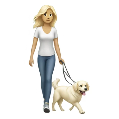 Woman walking a white golden retriever sticker