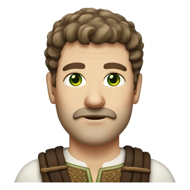 anglo saxon man, 80-20 brown hair part and stubble with moustache, green eyes sticker