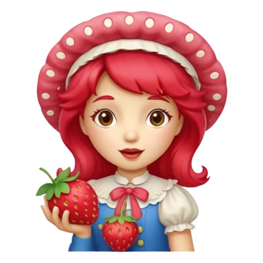 Vintage cartoon character strawberry shortcake hold a strawberry on her hand sticker