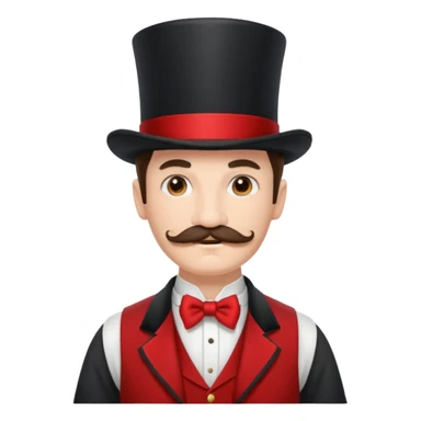 Magician with mustache, wearing a classic top hat sticker