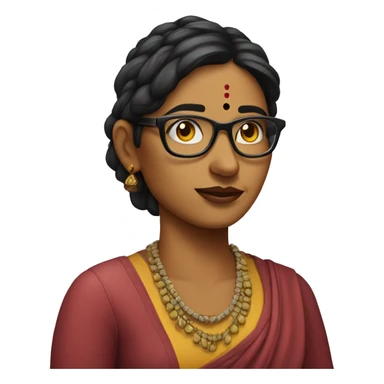 Indian woman with wart on her left side of her face with glasses  sticker
