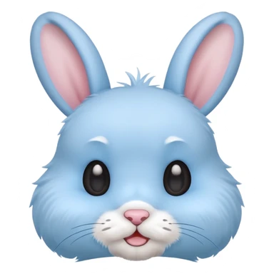 light blue cute rabbit head with extra cute expression sticker