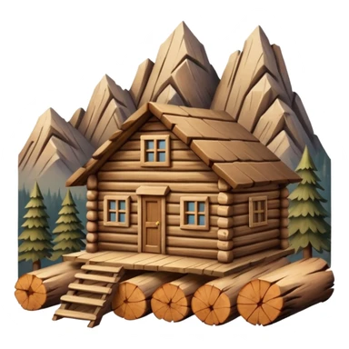  wooden house made of logs in the mountains sticker