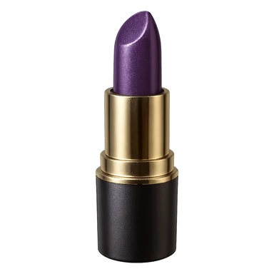Create a realistic lipstick emoji with a glossy finish and purple lipstick. The image should have no background and be in a photorealistic style. sticker