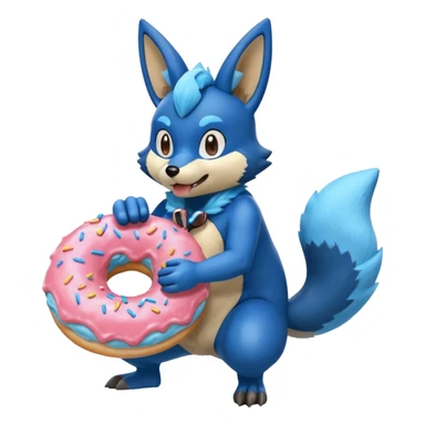Lucario eating a sugary donut sticker